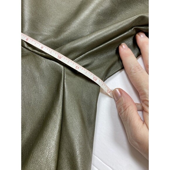 A New Day Target Faux Leather Pants Olive Green XS Pockets Elastic Waist Pull On - Picture 7 of 13